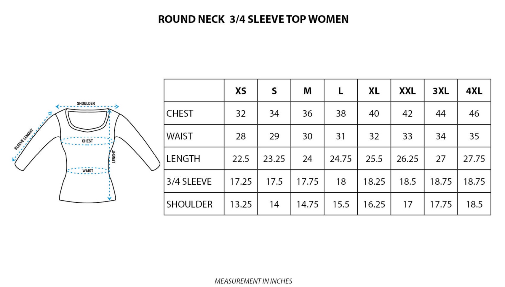 AOP Round Neck 3/4 Sleeve Top