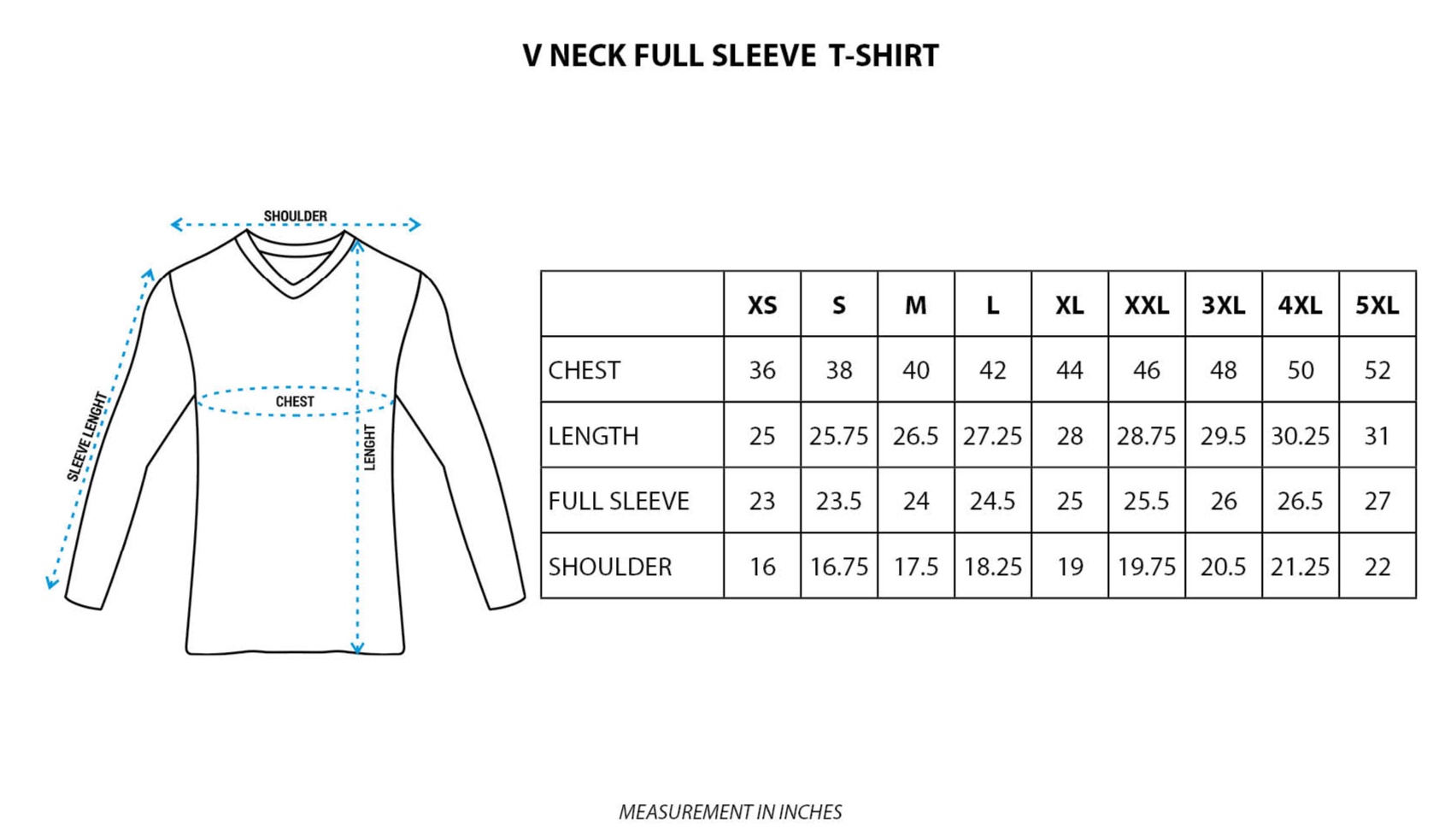 AOP V Neck Full Sleeve T-shirts
